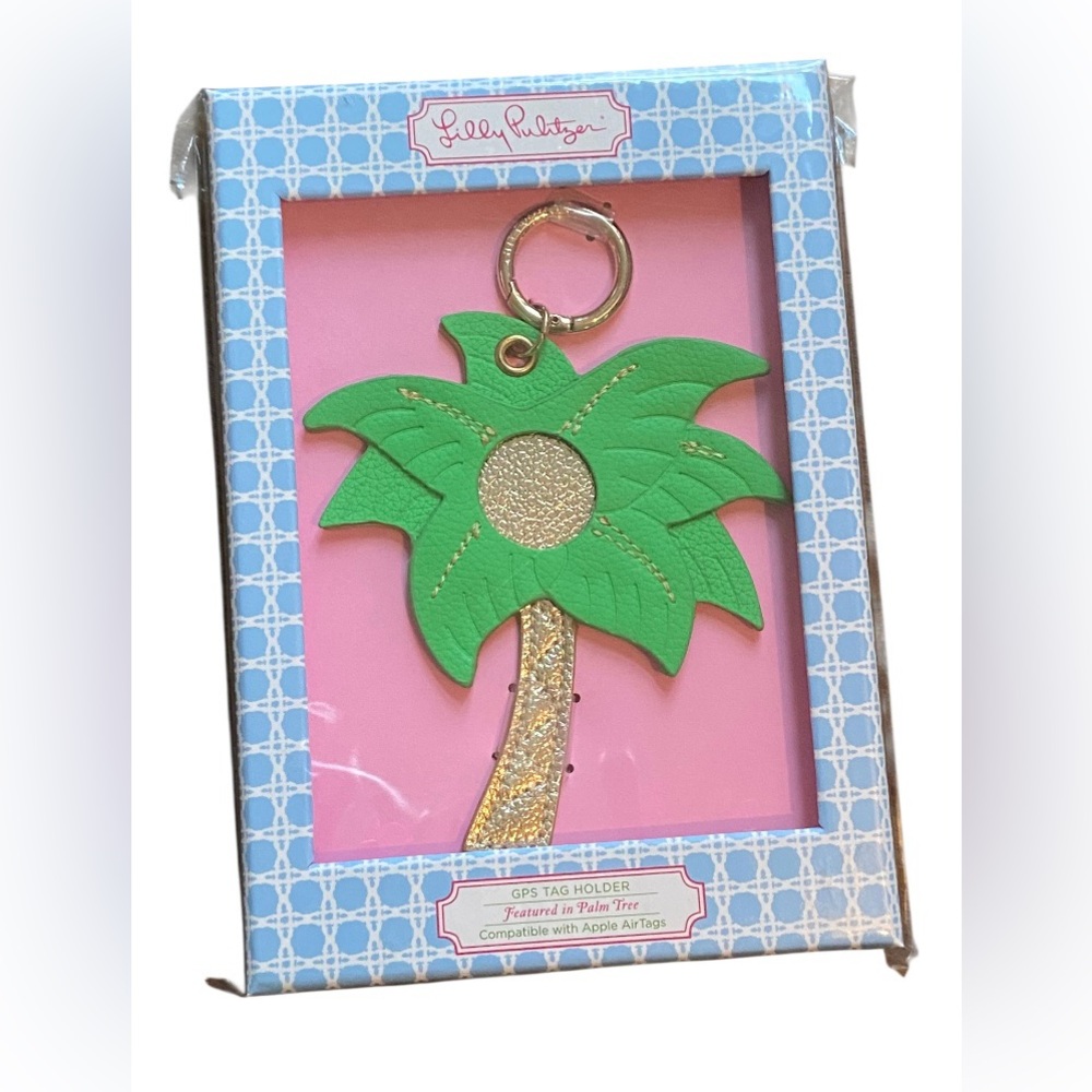 Lilly Pulitzer Silver Palm GPS Tag Holder